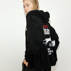 H & M Divided Black Camaro women's  zip up hooded sweatshirt - medium